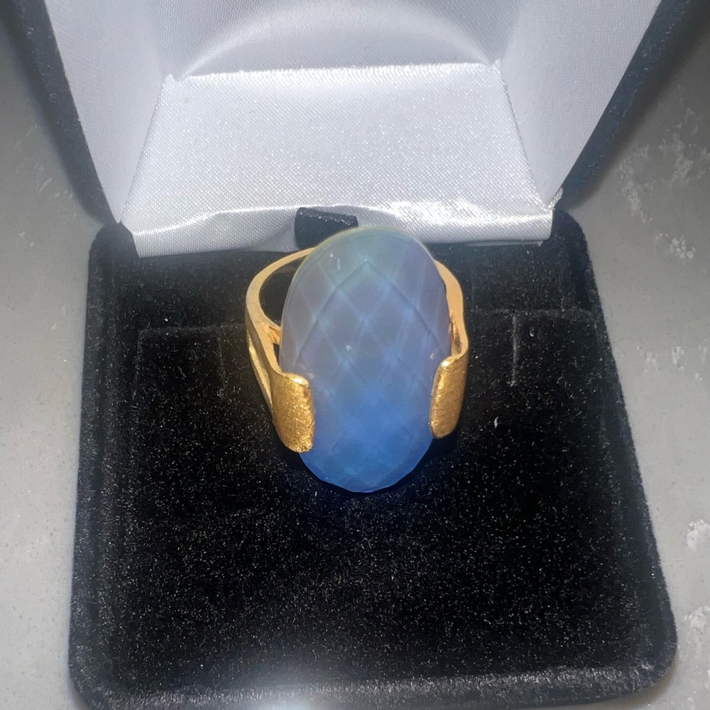 Large chalcedony blue oval ring-LIKE NEW great gift🎁